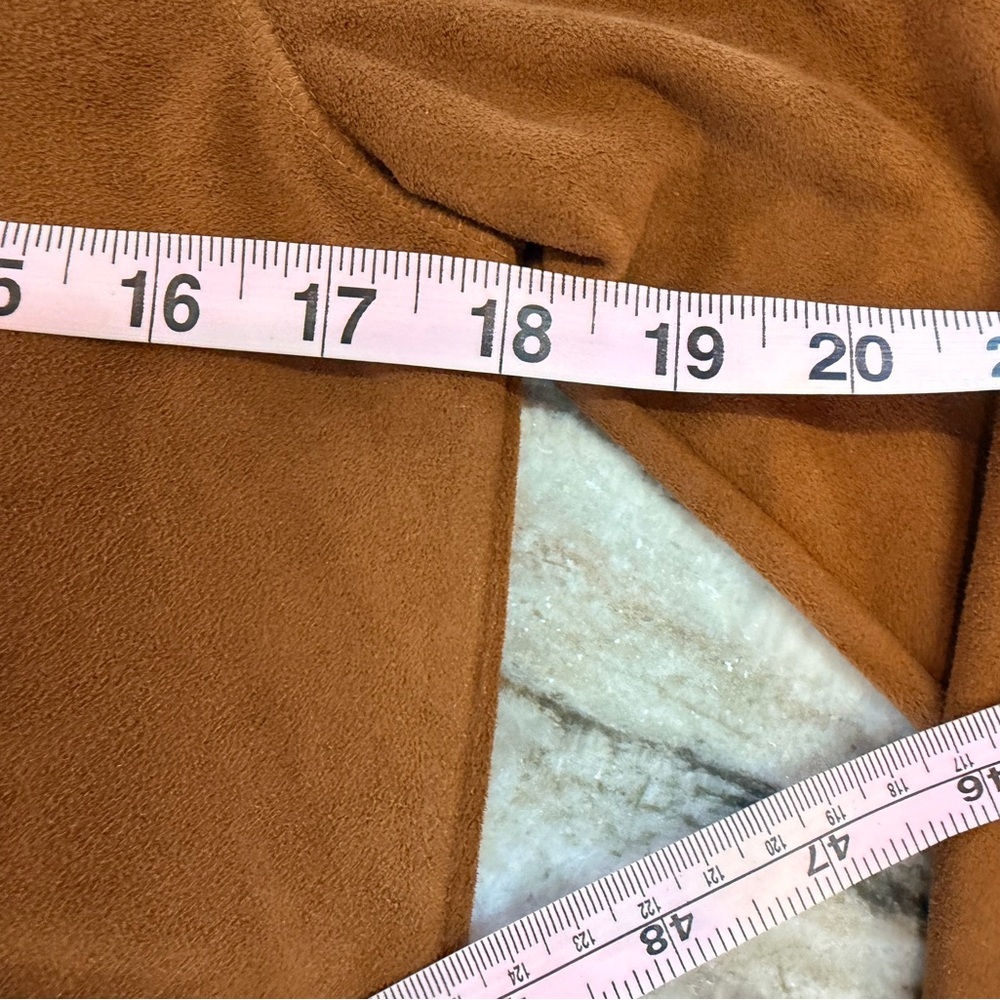 Liz Claiborne Petite Camel Faux Suede Lace Up Top Western Boho Size P - Picture 6 of 9